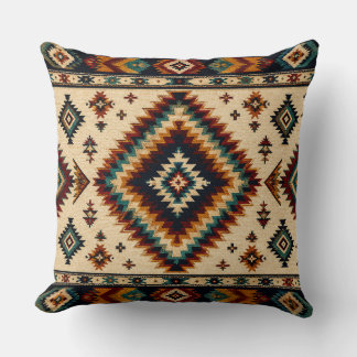 Coussin Motif de textile géométrique sarcelle – Diamant bo