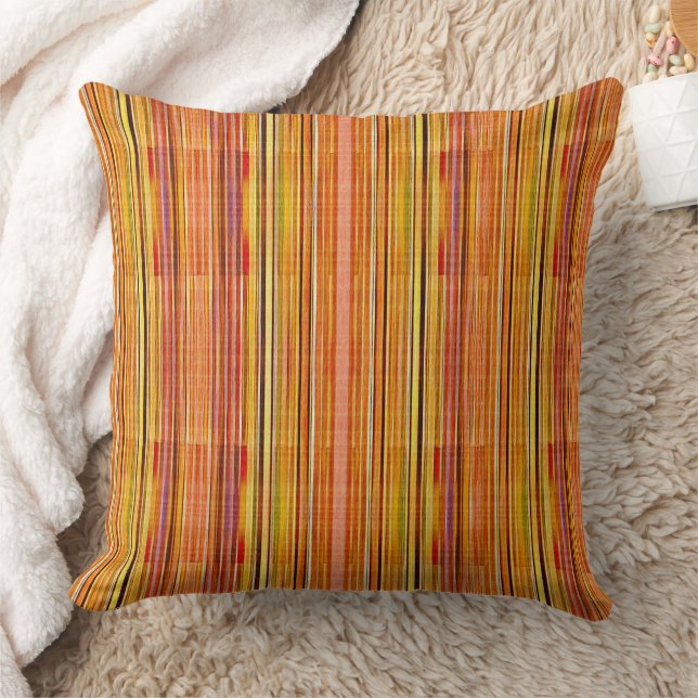 Coussin motif de texture de ligne orange (Couverture)