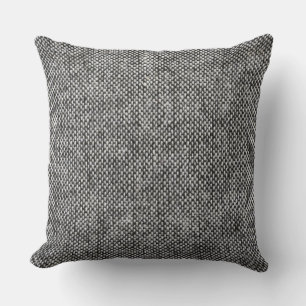 Coussin Motif de texture de tissu gris gris de charbon