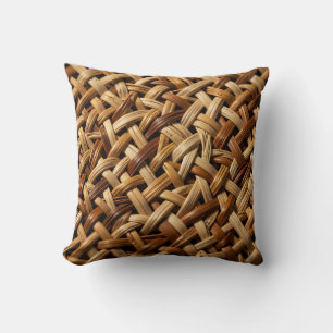 Coussin Motif de texture de tressage en osier de rotin nat