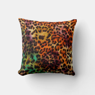 Coussin motif de texture léopard coloré abstrait