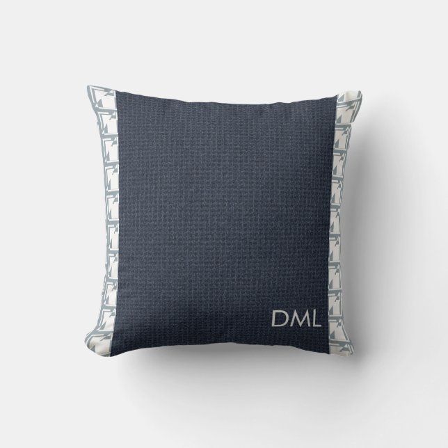 Coussin Motif de textures géométriques aux tons bleus chau (Recto)