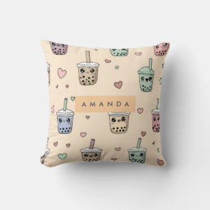 Coussin Motif de thé Boba Cute personnalisé