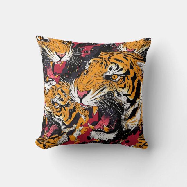 Coussin Motif de tigre à carreaux (Recto)