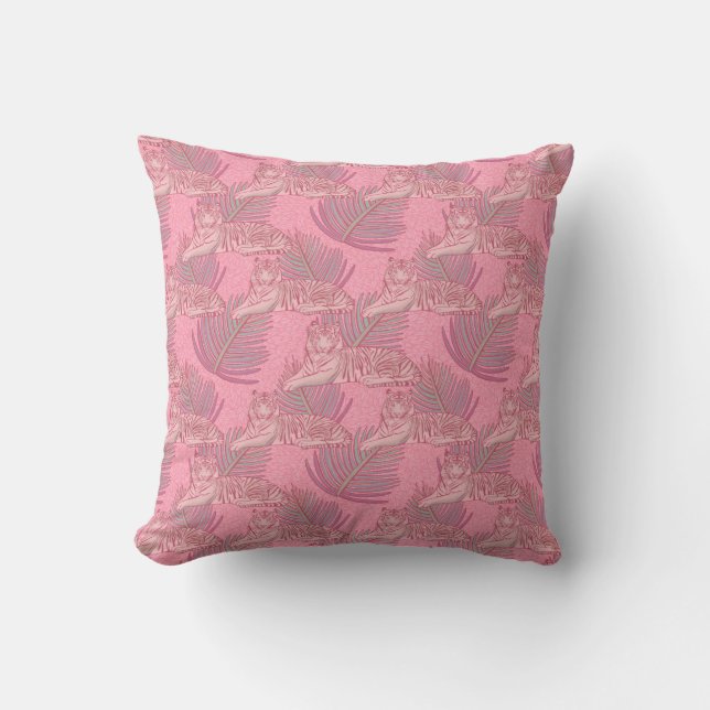Coussin Motif de tigre de la Jungle rose (Recto)