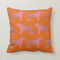 Motif de tigre mignon en rose et orange vif