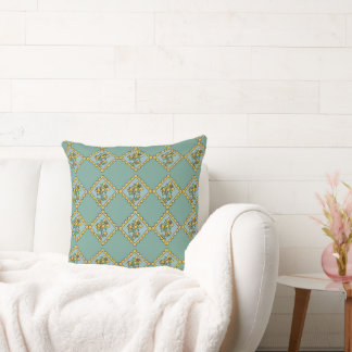 Coussin Motif de timbre à fleurs jaunes