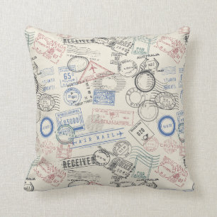 Coussin Motif de timbres-poste du monde