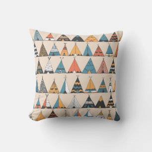 Coussin Motif de tipi. Tente d'été autochtone de Wigwam