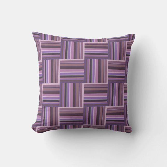 Coussin Motif de tissage à bandes mauve (Recto)