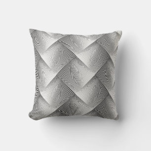 Coussin Motif de tissage en métal noir et blanc cool