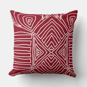 Coussin motif de tissu de boue tribal rouge Maze Africain