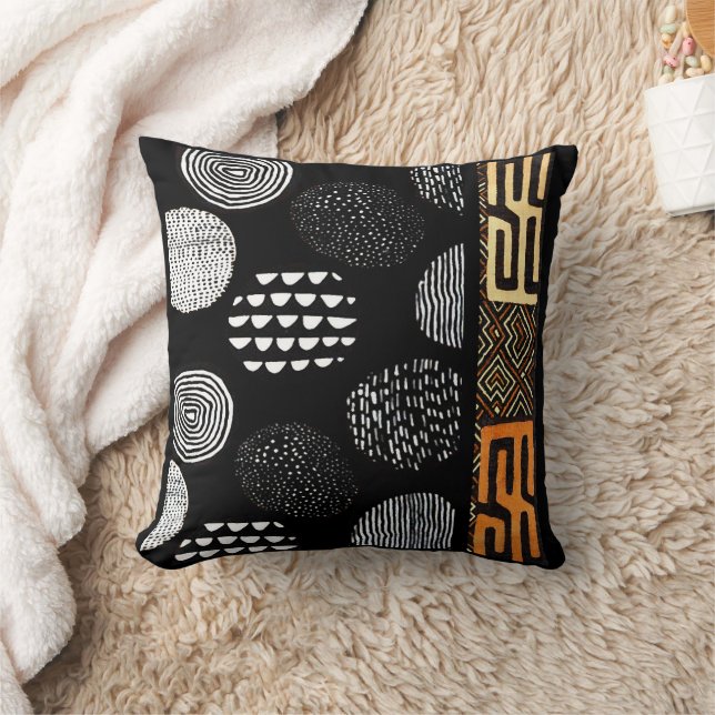 Coussin Motif de tissu de boue tribale africaine (Couverture)