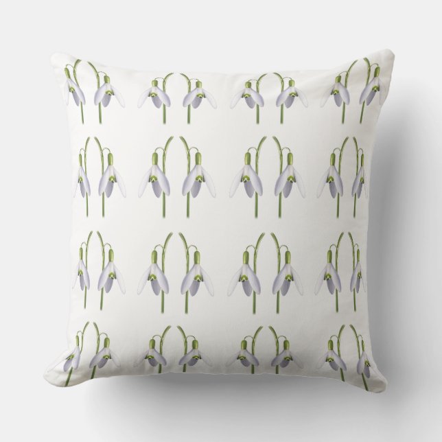 Coussin Motif de tissu perce-neige. (Recto)