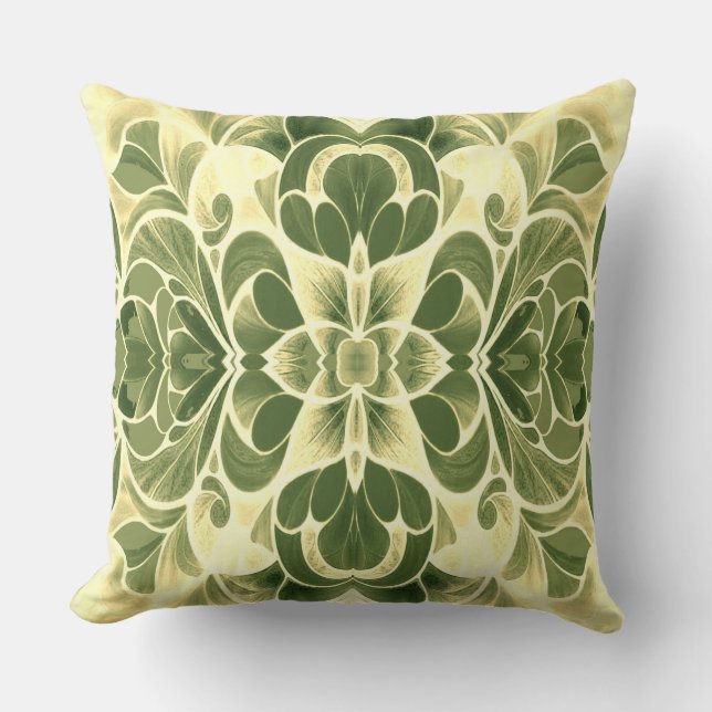 Coussin Motif de tissu vert et jaune moderne partout  (Recto)