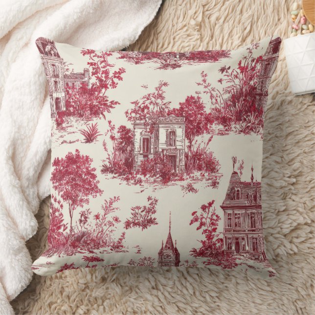 Coussin Motif de toile de campagne rouge traditionnel (Couverture)