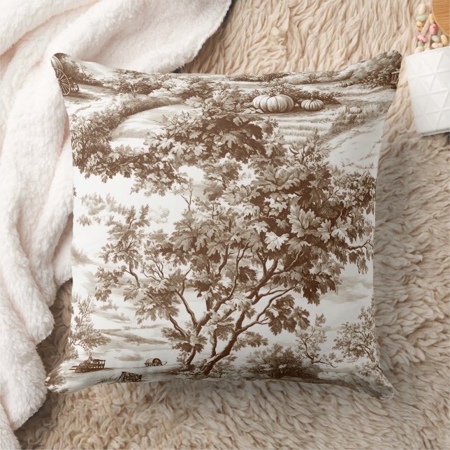 Coussin Motif de toile de ferme sépia rustique citrouille (Couverture)