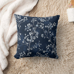 Coussin Motif de toile florale vintage bleu (13)