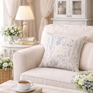 Coussin Motif de toile française de fleur sauvage bleue vi