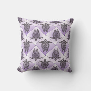 Coussin Motif de tortues de mer chamanique - violet