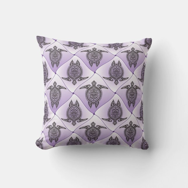 Coussin Motif de tortues de mer chamanique - violet (Recto)