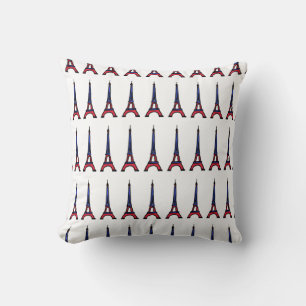 Coussin motif de tour rouge&bleu Paris Eiffel