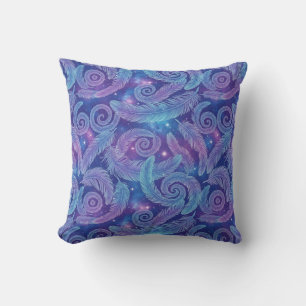Coussin Motif de tourbillon de plume sarcelle-violet cosmi
