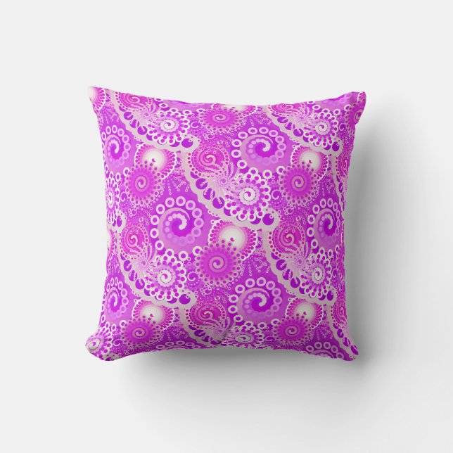 Coussin Motif de tourbillon fractal, nuances d'orchidée (Recto)