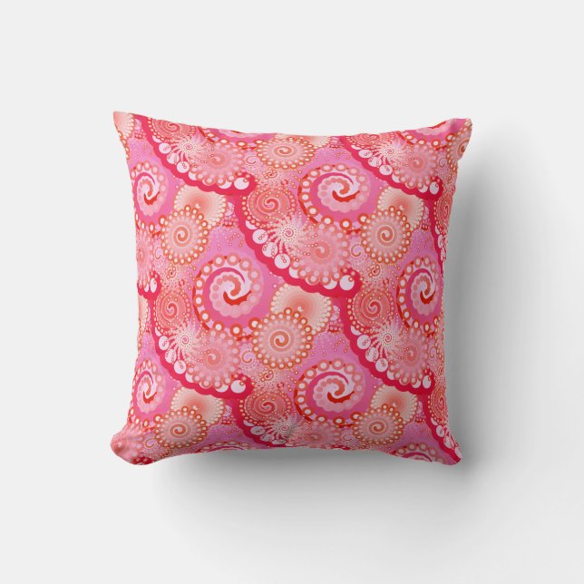 Coussin Motif de tourbillon fractal, rose, fuchsia (Recto)