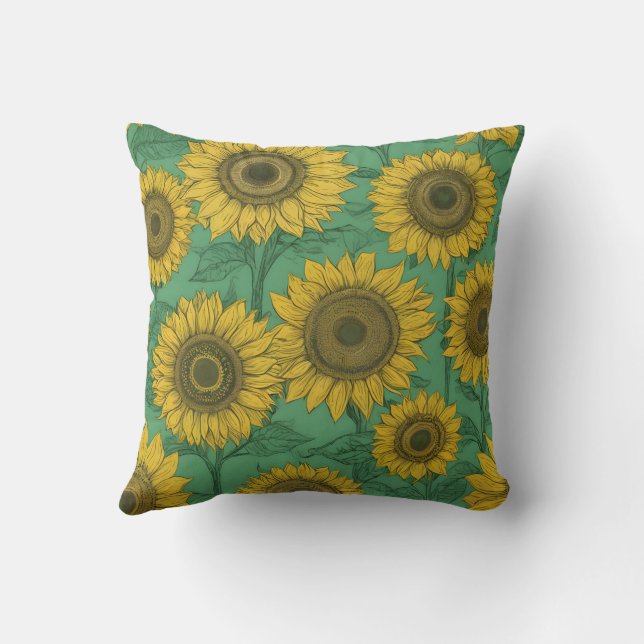 Coussin Motif de tournesol jaune (Verso)