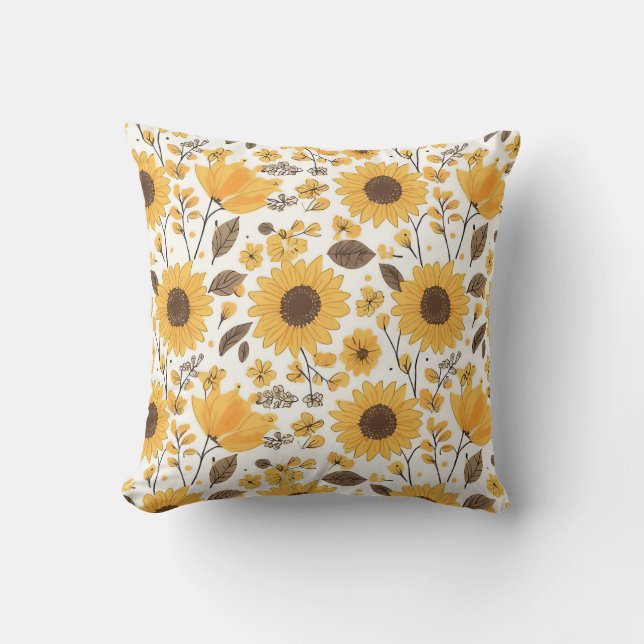 Coussin Motif de tournesol jaune (Recto)