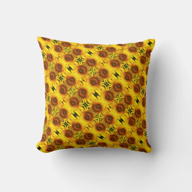 Coussin Motif de tournesol jaune géant (Recto)