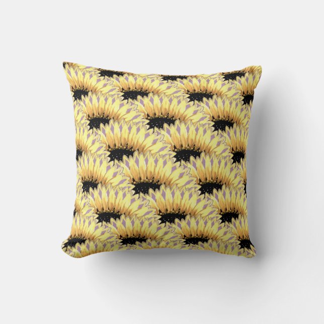 Coussin Motif de tournesol superposé sans couture (Recto)
