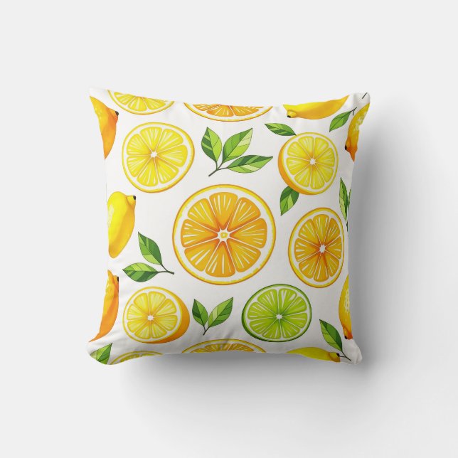 Coussin Motif de tranche de citron agrume (Recto)