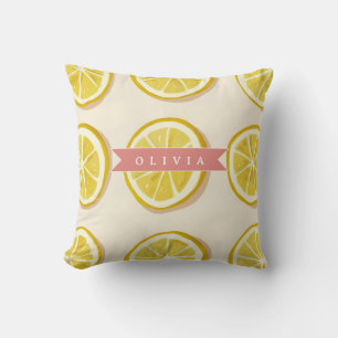 Coussin Motif de tranche de citron frais personnalisé bril