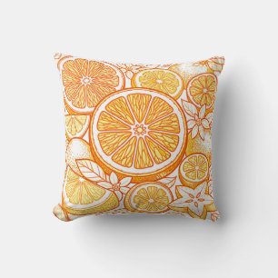 Coussin Motif de tranche d'orange d'agrumes vibrant