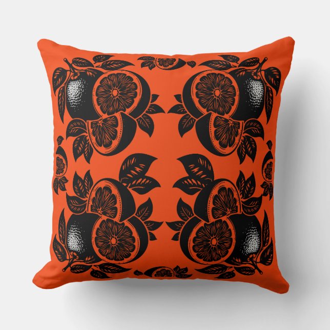 Coussin Motif de tranche d'orange rétro (Recto)