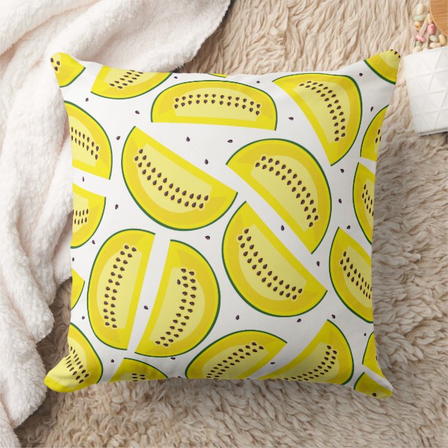 Coussin Motif de tranches de melon jaune frais (Couverture)