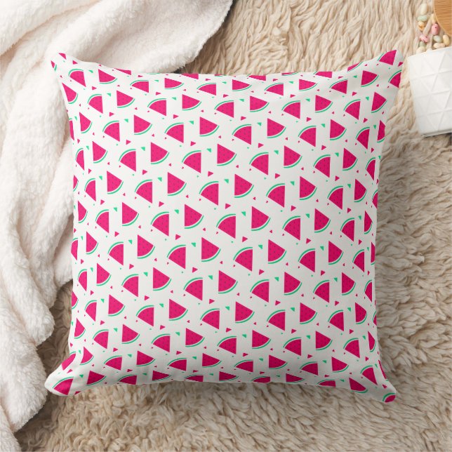 Coussin Motif de tranches de pastèque rose design d'été (Couverture)