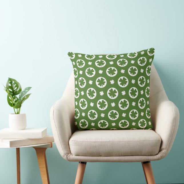 Coussin Motif de trèfle à quatre feuilles vert (Chaise)