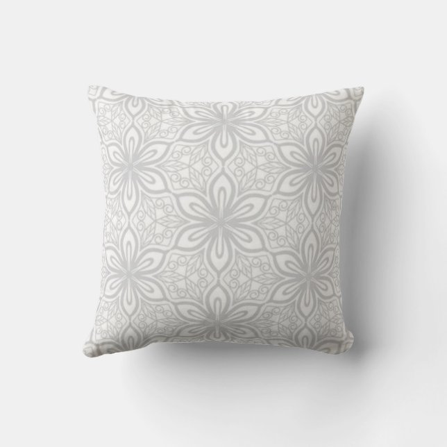 Coussin Motif de treillis floral gris doux (Verso)