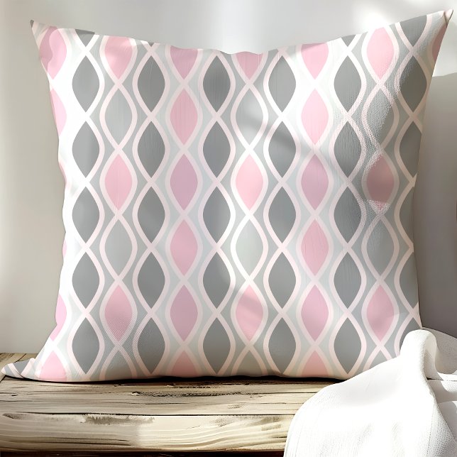 Coussin Motif de treillis rose et gris chic (Créateur téléchargé)