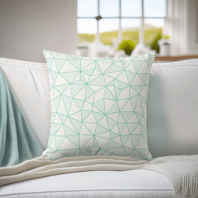 Coussin Motif de triangle géométrique moderne et blanc (Créateur téléchargé)