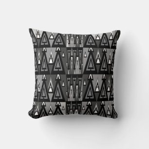 Coussin Motif De Triangle Gray Et Noir,