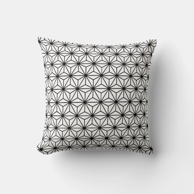 Coussin Motif de triangles de style Art Déco blanc et noir (Recto)