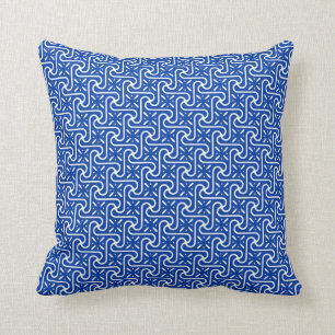 Coussin Motif de tuile, bleu de cobalt et blanc égyptiens