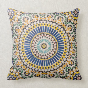 Coussin motif de tuiles géométriques, Maroc