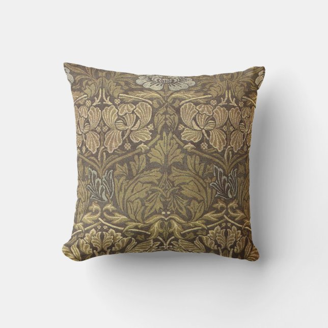 Coussin Motif de tulipe et de rose de William Morris (Recto)