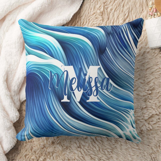 Coussin Motif de vague bleue (Couverture)