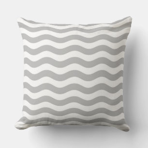 Coussin Motif de vague côtière grise et blanche